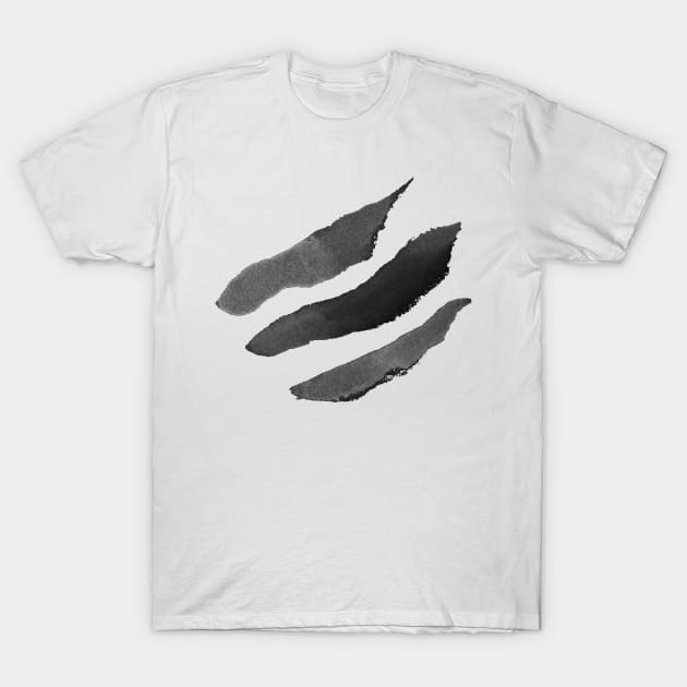 Ink Stripes - Abstract Minimal / Dark Grey T-Shirt by Nikokosmos